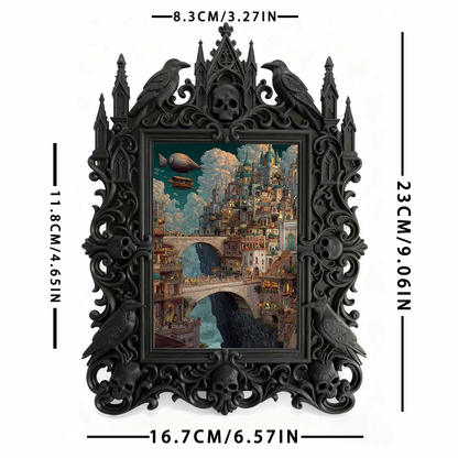 Gothic Dark-style Photo Frame | Horror Convention Vendor Booth Decor, Photo Ornament, Wall-mountable & Tabletop, Waterproof Plastic Frame