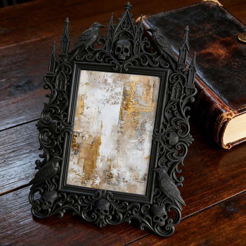 Gothic Dark-style Photo Frame | Handmade Candle Making Workshop Display Decor, Photo Ornament, Wall-mountable & Tabletop, Waterproof Plastic