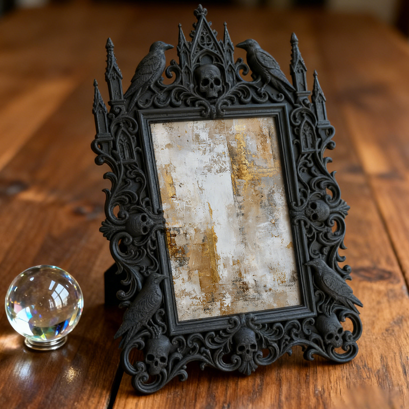 Gothic Dark-style Photo Frame | Handmade Candle Making Workshop Display Decor, Photo Ornament, Wall-mountable & Tabletop, Waterproof Plastic