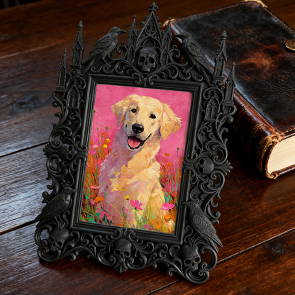 Gothic Dark-style Photo Frame | Gothic Wedding Photo Booth Prop Decor, Photo Ornament, Wall-mountable & Tabletop, Waterproof Plastic Frame