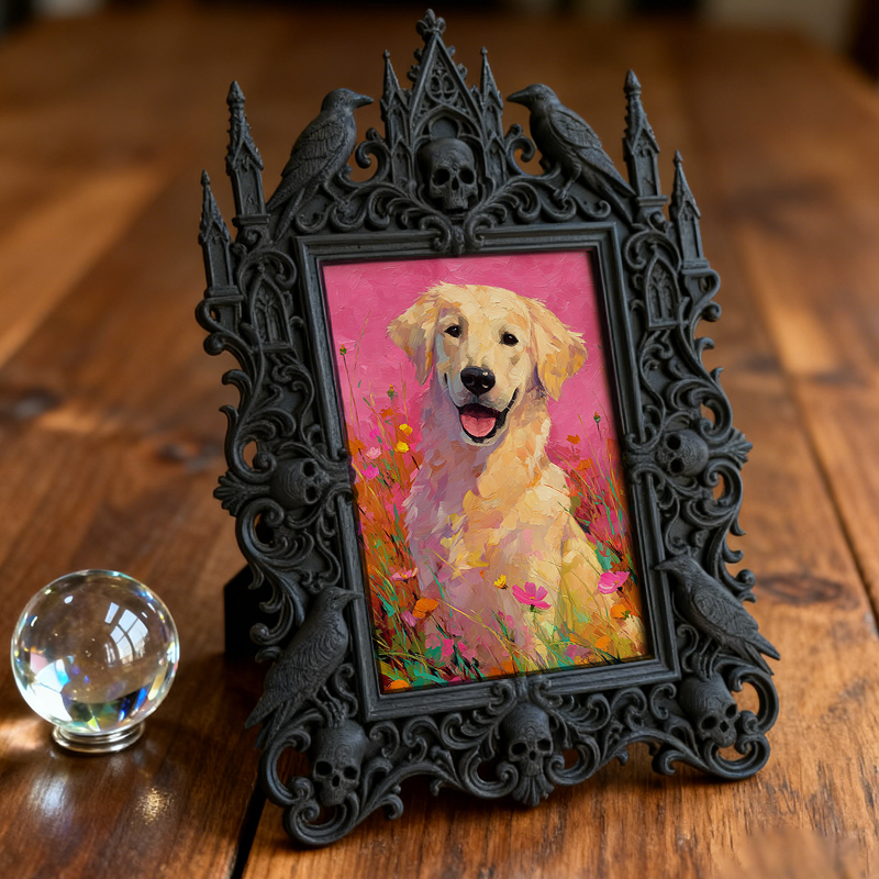 Gothic Dark-style Photo Frame | Gothic Wedding Photo Booth Prop Decor, Photo Ornament, Wall-mountable & Tabletop, Waterproof Plastic Frame