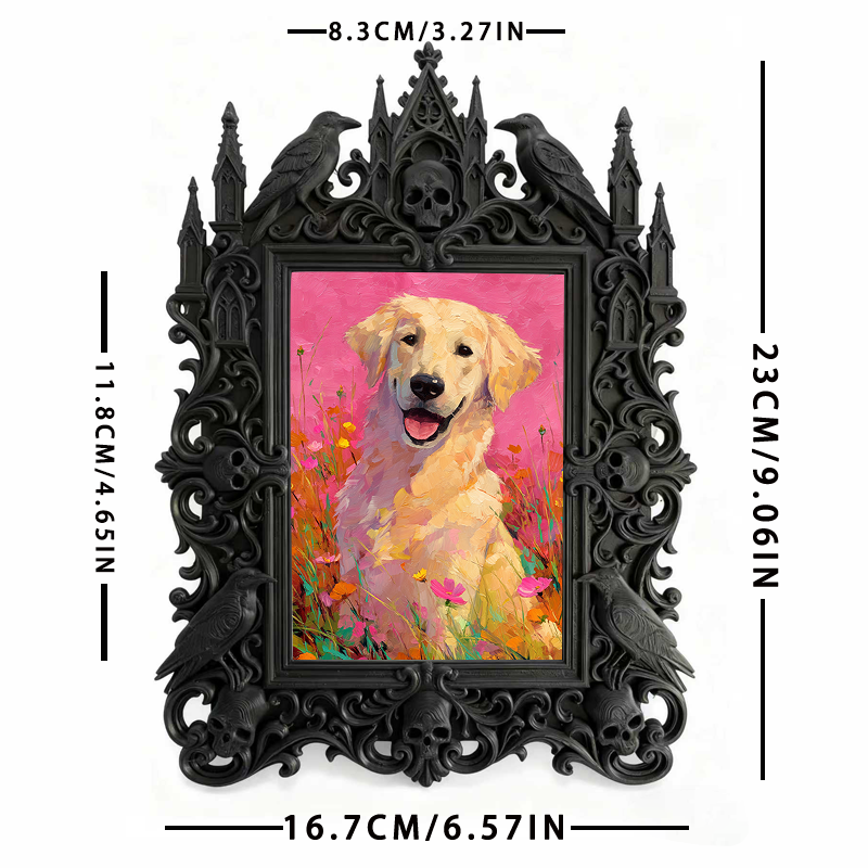Gothic Dark-style Photo Frame | Gothic Wedding Photo Booth Prop Decor, Photo Ornament, Wall-mountable & Tabletop, Waterproof Plastic Frame