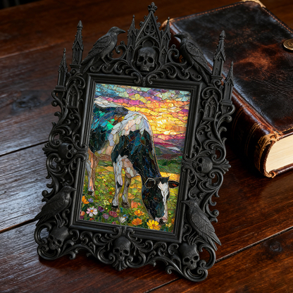 Gothic Dark-style Photo Frame | Retro Arcade Horror Game Corner Decor, Photo Ornament, Wall-mountable & Tabletop, Waterproof Plastic Frame
