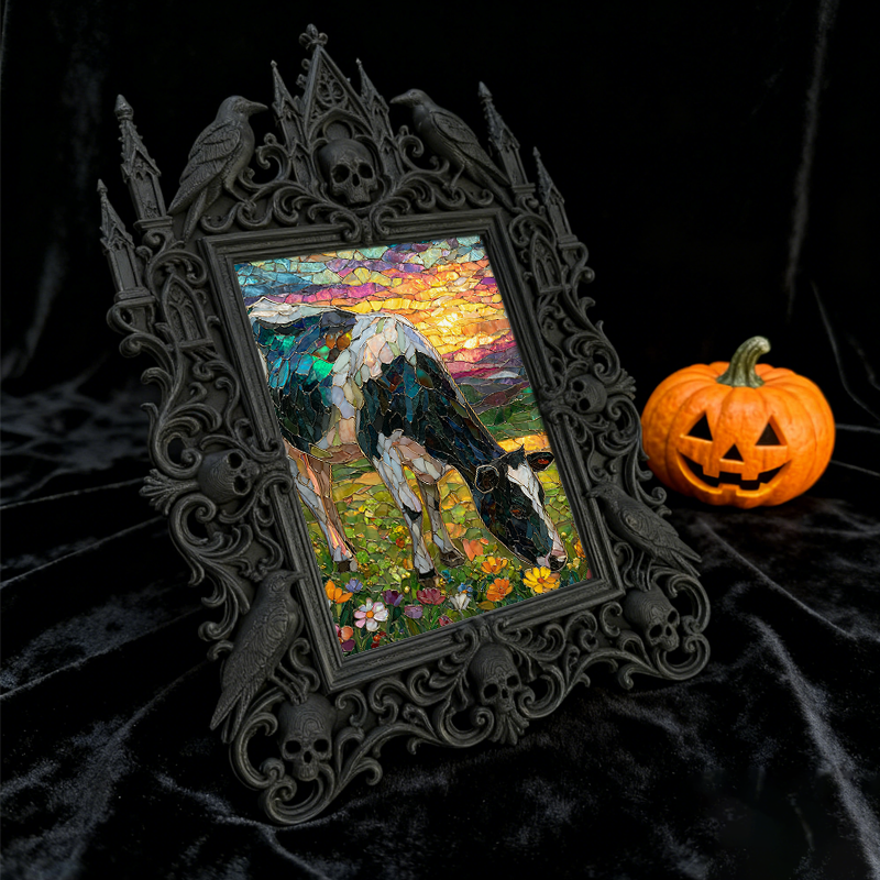 Gothic Dark-style Photo Frame | Retro Arcade Horror Game Corner Decor, Photo Ornament, Wall-mountable & Tabletop, Waterproof Plastic Frame