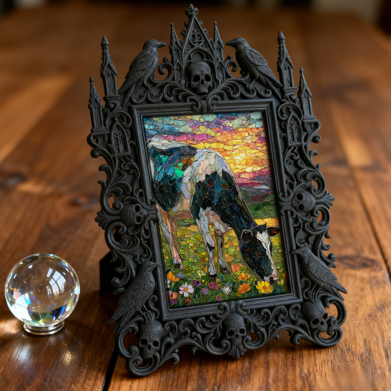 Gothic Dark-style Photo Frame | Retro Arcade Horror Game Corner Decor, Photo Ornament, Wall-mountable & Tabletop, Waterproof Plastic Frame