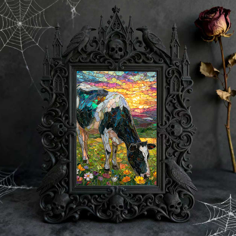 Gothic Dark-style Photo Frame | Retro Arcade Horror Game Corner Decor, Photo Ornament, Wall-mountable & Tabletop, Waterproof Plastic Frame