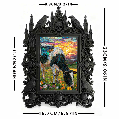 Gothic Dark-style Photo Frame | Retro Arcade Horror Game Corner Decor, Photo Ornament, Wall-mountable & Tabletop, Waterproof Plastic Frame