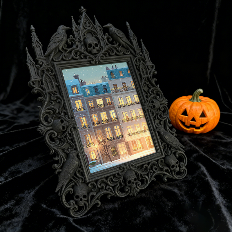 Gothic Dark-style Photo Frame | Dark Florist Dried Black Rose Display Decor, Photo Ornament, Wall-mountable & Tabletop, Waterproof Plastic F