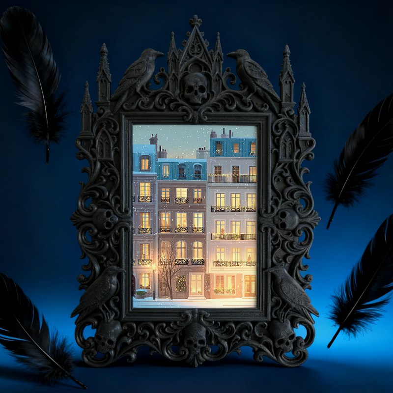 Gothic Dark-style Photo Frame | Dark Florist Dried Black Rose Display Decor, Photo Ornament, Wall-mountable & Tabletop, Waterproof Plastic F