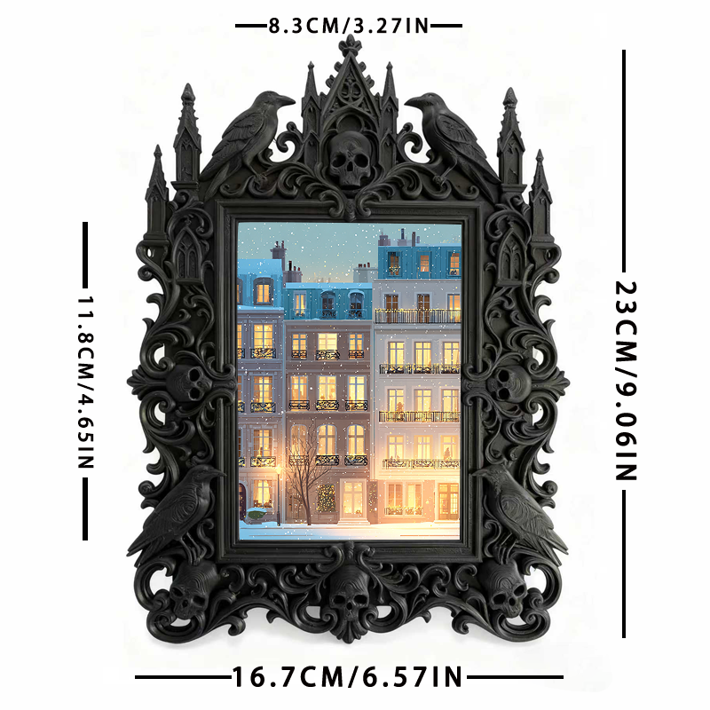 Gothic Dark-style Photo Frame | Dark Florist Dried Black Rose Display Decor, Photo Ornament, Wall-mountable & Tabletop, Waterproof Plastic F