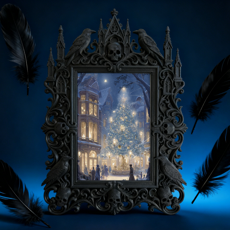 Gothic Dark-style Photo Frame | Gothic Barbershop Client Before-After Photo Decor, Photo Ornament, Wall-mountable & Tabletop, Waterproof Pla