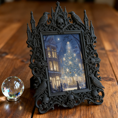 Gothic Dark-style Photo Frame | Gothic Barbershop Client Before-After Photo Decor, Photo Ornament, Wall-mountable & Tabletop, Waterproof Pla