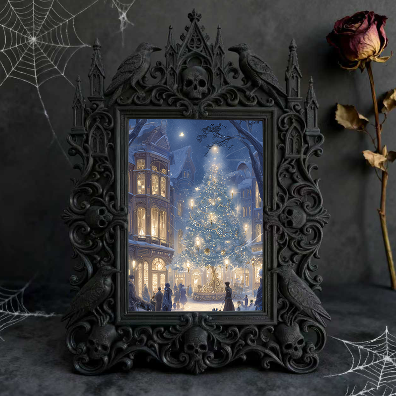 Gothic Dark-style Photo Frame | Gothic Barbershop Client Before-After Photo Decor, Photo Ornament, Wall-mountable & Tabletop, Waterproof Pla