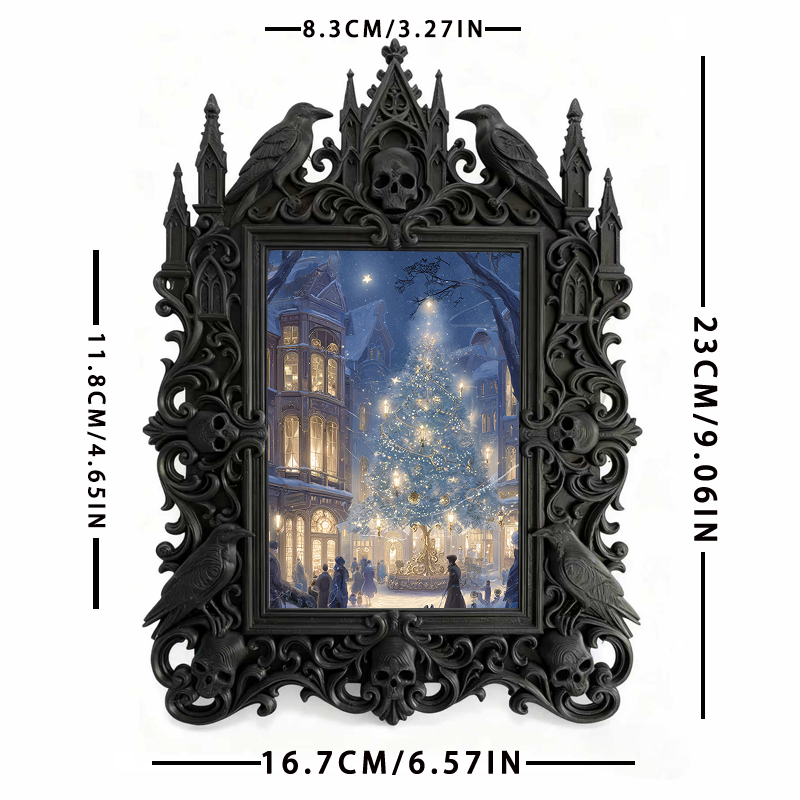 Gothic Dark-style Photo Frame | Gothic Barbershop Client Before-After Photo Decor, Photo Ornament, Wall-mountable & Tabletop, Waterproof Pla