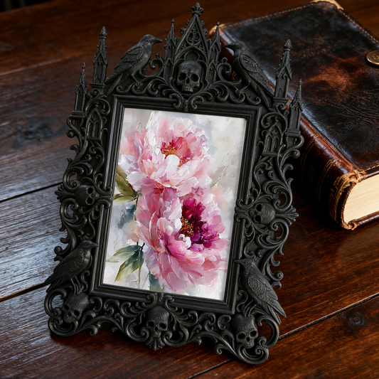 Gothic Dark-style Photo Frame | Haunted House Actor Dressing Room Decor, Photo Ornament, Wall-mountable & Tabletop, Waterproof Plastic Frame