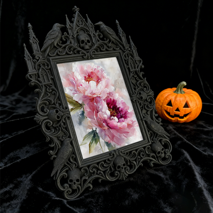 Gothic Dark-style Photo Frame | Haunted House Actor Dressing Room Decor, Photo Ornament, Wall-mountable & Tabletop, Waterproof Plastic Frame