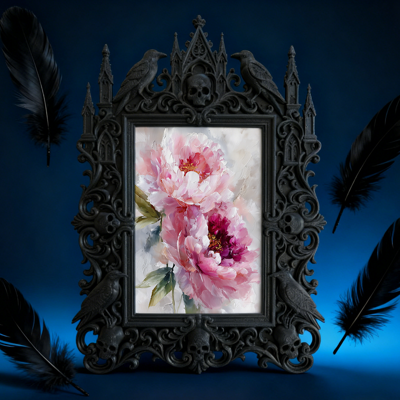 Gothic Dark-style Photo Frame | Haunted House Actor Dressing Room Decor, Photo Ornament, Wall-mountable & Tabletop, Waterproof Plastic Frame