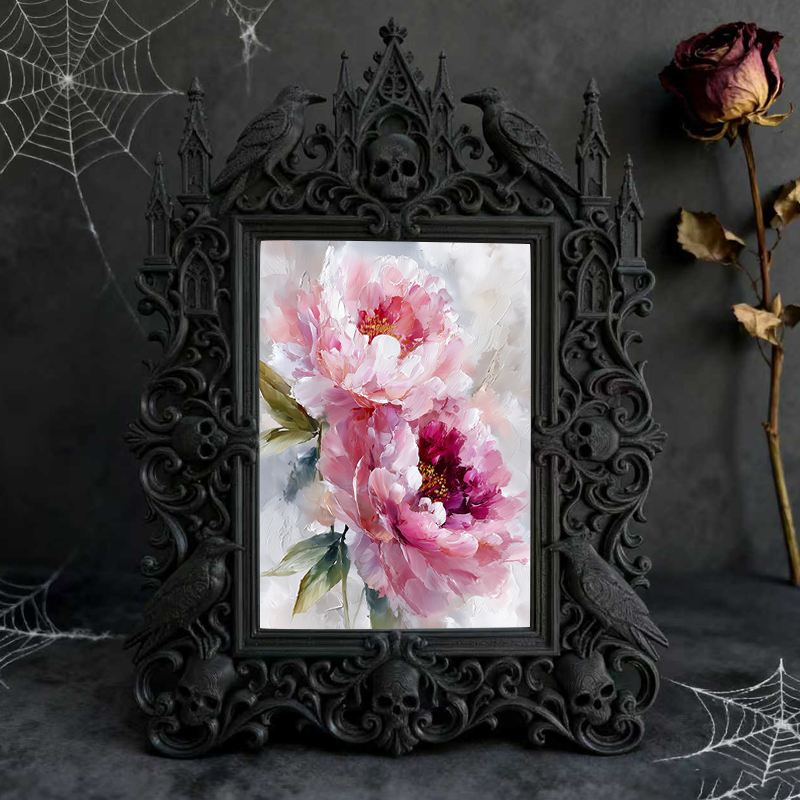 Gothic Dark-style Photo Frame | Haunted House Actor Dressing Room Decor, Photo Ornament, Wall-mountable & Tabletop, Waterproof Plastic Frame