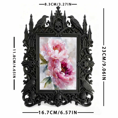 Gothic Dark-style Photo Frame | Haunted House Actor Dressing Room Decor, Photo Ornament, Wall-mountable & Tabletop, Waterproof Plastic Frame