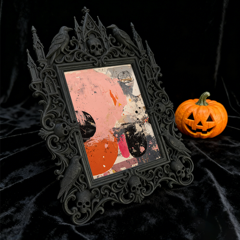 Gothic Dark-style Photo Frame | Dark Academia Book Club Meeting Table Decor, Photo Ornament, Wall-mountable & Tabletop, Waterproof Plastic F