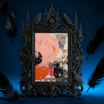 Gothic Dark-style Photo Frame | Dark Academia Book Club Meeting Table Decor, Photo Ornament, Wall-mountable & Tabletop, Waterproof Plastic F