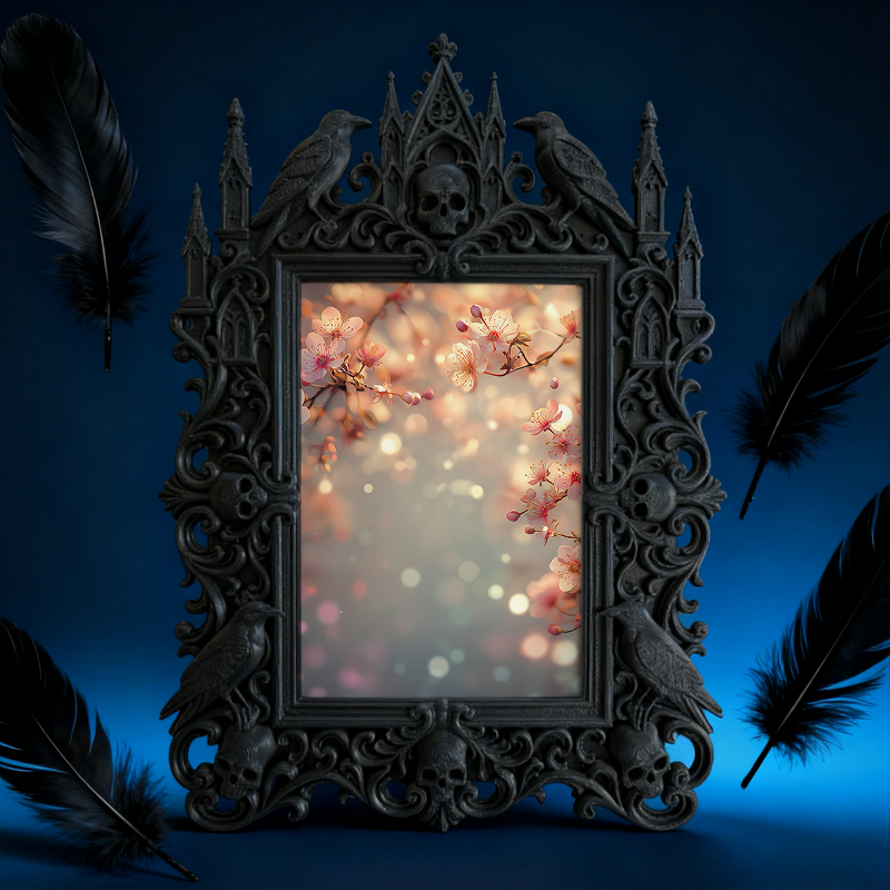 Gothic Dark-style Photo Frame | Gothic Perfume Boutique Scent Display Decor, Photo Ornament, Wall-mountable & Tabletop, Waterproof Plastic F