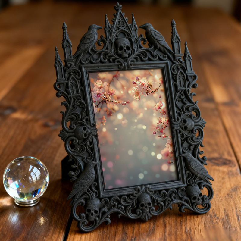 Gothic Dark-style Photo Frame | Gothic Perfume Boutique Scent Display Decor, Photo Ornament, Wall-mountable & Tabletop, Waterproof Plastic F