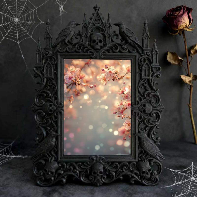Gothic Dark-style Photo Frame | Gothic Perfume Boutique Scent Display Decor, Photo Ornament, Wall-mountable & Tabletop, Waterproof Plastic F
