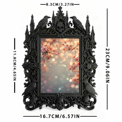 Gothic Dark-style Photo Frame | Gothic Perfume Boutique Scent Display Decor, Photo Ornament, Wall-mountable & Tabletop, Waterproof Plastic F