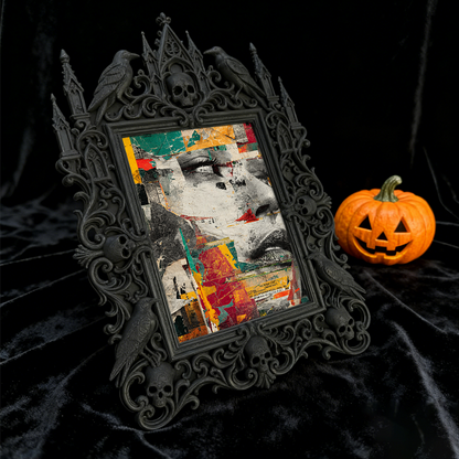 Gothic Dark-style Photo Frame | LARP Fantasy Dark Elf Camp Decor, Photo Ornament, Wall-mountable & Tabletop, Waterproof Plastic Frame