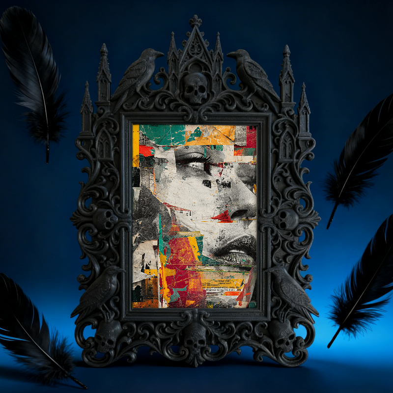 Gothic Dark-style Photo Frame | LARP Fantasy Dark Elf Camp Decor, Photo Ornament, Wall-mountable & Tabletop, Waterproof Plastic Frame