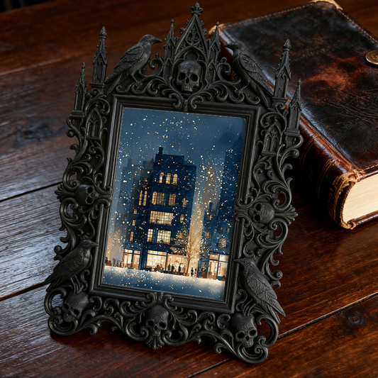 Gothic Dark-style Photo Frame | Horror Movie Collectibles Shelf Decor, Photo Ornament, Wall-mountable & Tabletop, Waterproof Plastic Frame