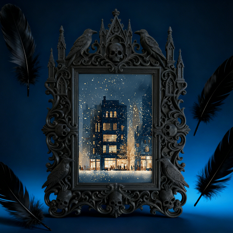 Gothic Dark-style Photo Frame | Horror Movie Collectibles Shelf Decor, Photo Ornament, Wall-mountable & Tabletop, Waterproof Plastic Frame