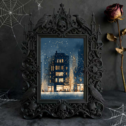 Gothic Dark-style Photo Frame | Horror Movie Collectibles Shelf Decor, Photo Ornament, Wall-mountable & Tabletop, Waterproof Plastic Frame