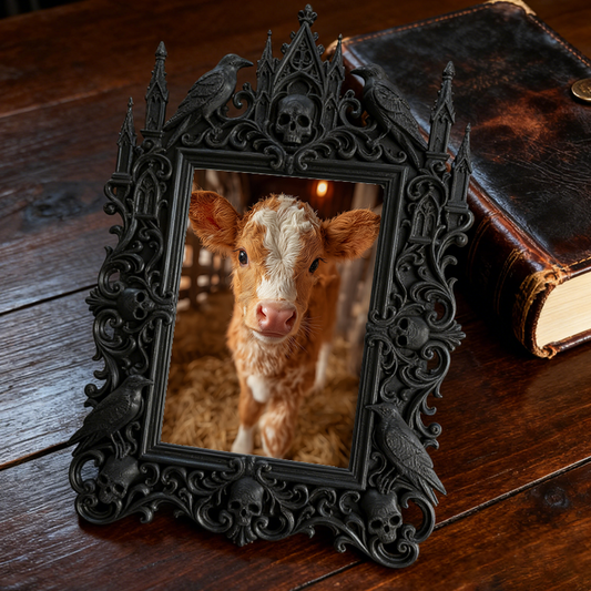 Gothic Dark-style Photo Frame | Gothic-themed Coffee Shop Corner Decor, Photo Ornament, Wall-mountable & Tabletop, Waterproof Plastic Frame