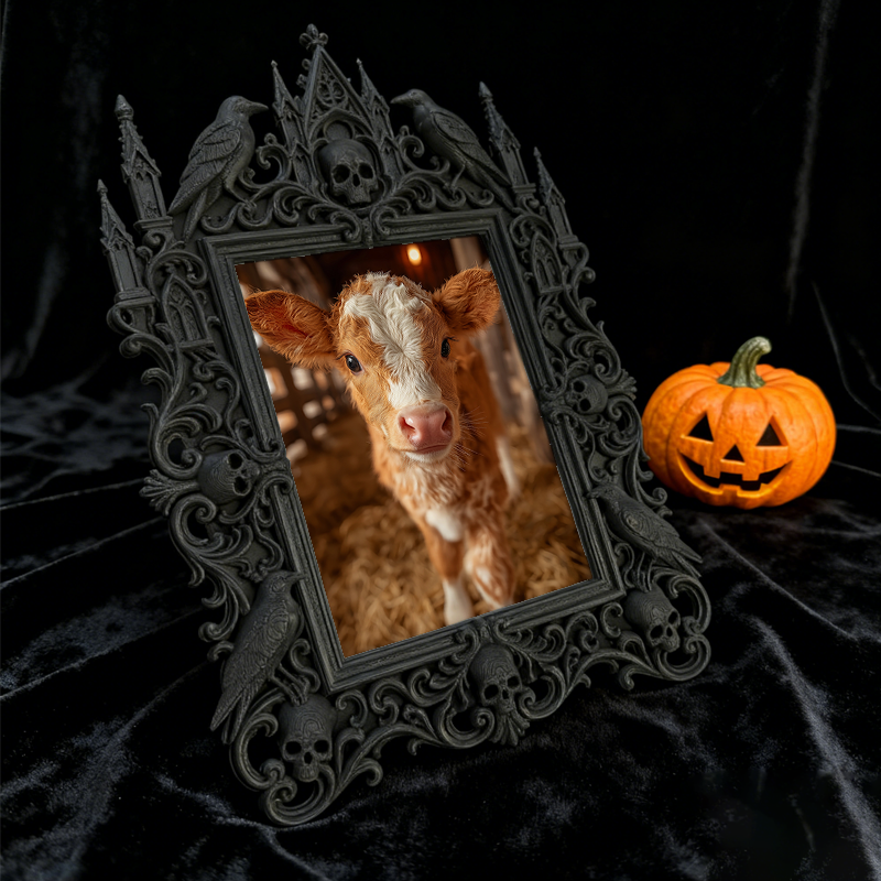 Gothic Dark-style Photo Frame | Gothic-themed Coffee Shop Corner Decor, Photo Ornament, Wall-mountable & Tabletop, Waterproof Plastic Frame