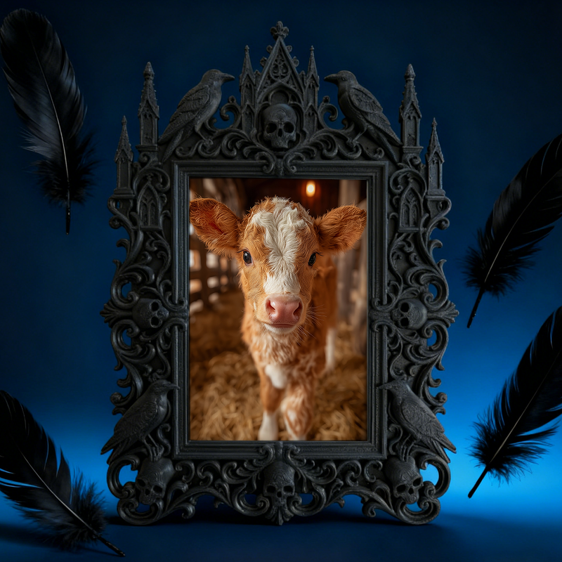 Gothic Dark-style Photo Frame | Gothic-themed Coffee Shop Corner Decor, Photo Ornament, Wall-mountable & Tabletop, Waterproof Plastic Frame