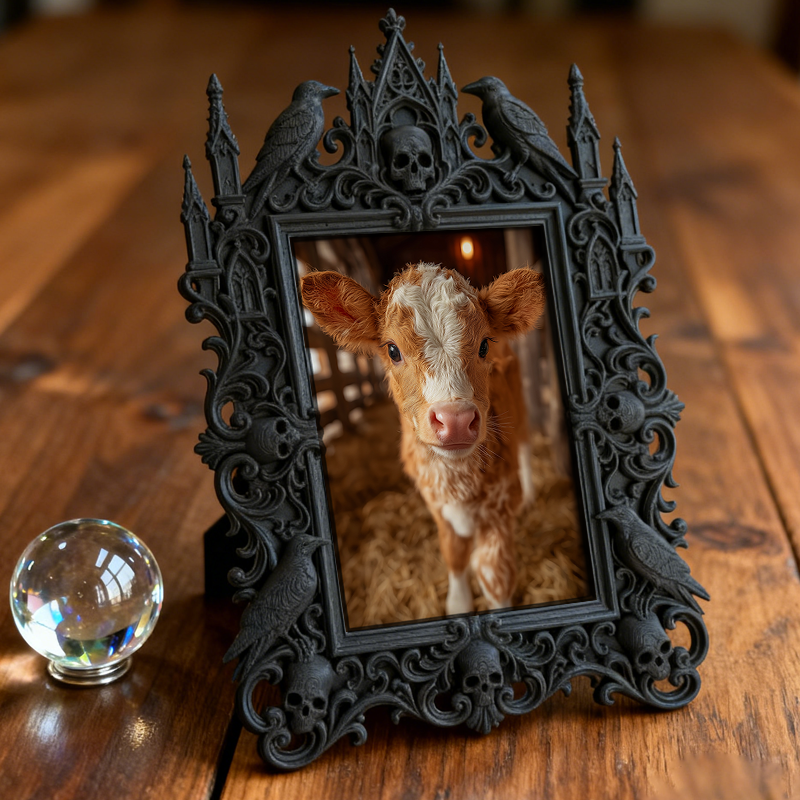 Gothic Dark-style Photo Frame | Gothic-themed Coffee Shop Corner Decor, Photo Ornament, Wall-mountable & Tabletop, Waterproof Plastic Frame