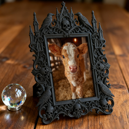 Gothic Dark-style Photo Frame | Gothic-themed Coffee Shop Corner Decor, Photo Ornament, Wall-mountable & Tabletop, Waterproof Plastic Frame
