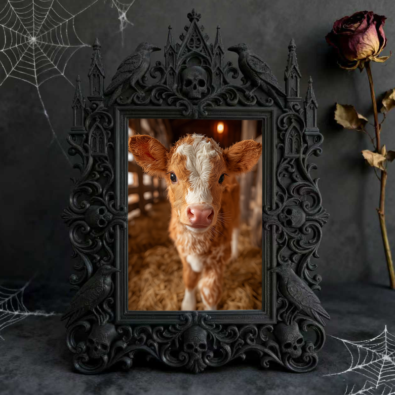 Gothic Dark-style Photo Frame | Gothic-themed Coffee Shop Corner Decor, Photo Ornament, Wall-mountable & Tabletop, Waterproof Plastic Frame