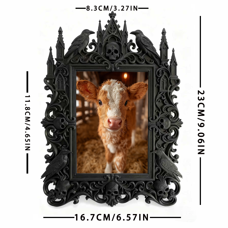 Gothic Dark-style Photo Frame | Gothic-themed Coffee Shop Corner Decor, Photo Ornament, Wall-mountable & Tabletop, Waterproof Plastic Frame