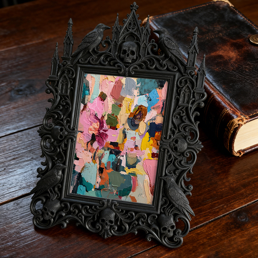 Gothic Dark-style Photo Frame | Vintage Halloween Costume Shop Display Decor, Photo Ornament, Wall-mountable & Tabletop, Waterproof Plastic 