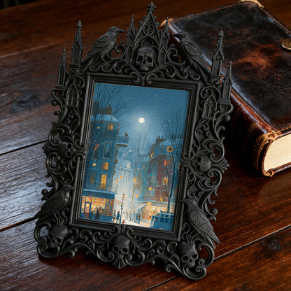 Gothic Dark-style Photo Frame | Dark Art Studio Gallery Wall Decor, Photo Ornament, Wall-mountable & Tabletop, Waterproof Plastic Frame