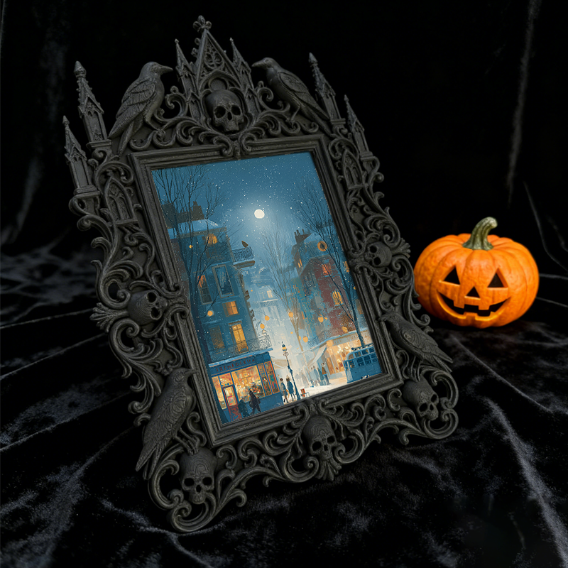 Gothic Dark-style Photo Frame | Dark Art Studio Gallery Wall Decor, Photo Ornament, Wall-mountable & Tabletop, Waterproof Plastic Frame