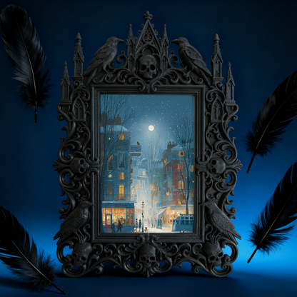 Gothic Dark-style Photo Frame | Dark Art Studio Gallery Wall Decor, Photo Ornament, Wall-mountable & Tabletop, Waterproof Plastic Frame