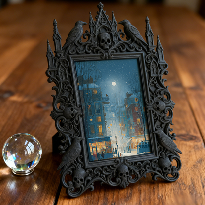 Gothic Dark-style Photo Frame | Dark Art Studio Gallery Wall Decor, Photo Ornament, Wall-mountable & Tabletop, Waterproof Plastic Frame