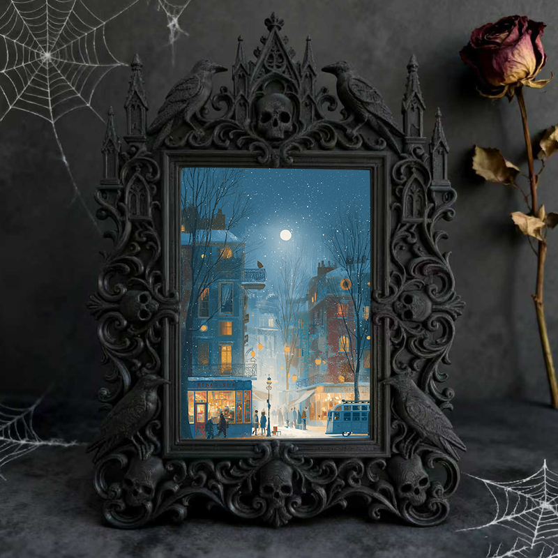 Gothic Dark-style Photo Frame | Dark Art Studio Gallery Wall Decor, Photo Ornament, Wall-mountable & Tabletop, Waterproof Plastic Frame