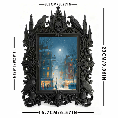 Gothic Dark-style Photo Frame | Dark Art Studio Gallery Wall Decor, Photo Ornament, Wall-mountable & Tabletop, Waterproof Plastic Frame