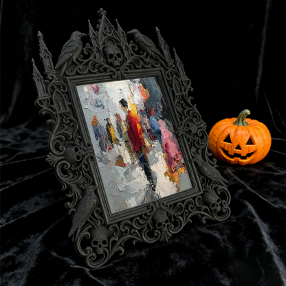 Gothic Dark-style Photo Frame | Gothic Pet Memorial Shrine Decor, Photo Ornament, Wall-mountable & Tabletop, Waterproof Plastic Frame