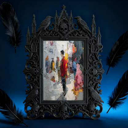 Gothic Dark-style Photo Frame | Gothic Pet Memorial Shrine Decor, Photo Ornament, Wall-mountable & Tabletop, Waterproof Plastic Frame